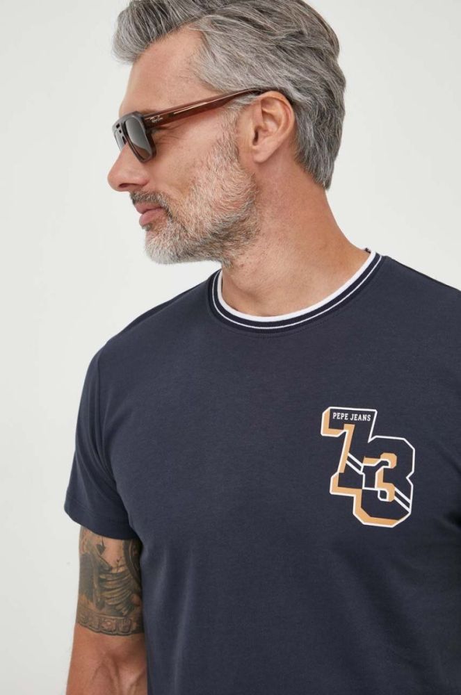 Бавовняна футболка Pepe Jeans WILLY колір синій з принтом фото 4