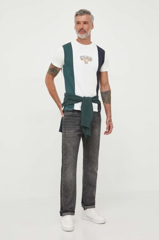 Бавовняна футболка Pepe Jeans колір білий з принтом (3501852) фото 2