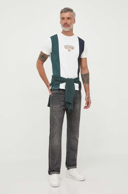 Бавовняна футболка Pepe Jeans колір білий з принтом (3501852) фото 2