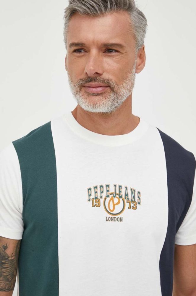 Бавовняна футболка Pepe Jeans колір білий з принтом (3501852) фото 4