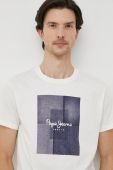 Бавовняна футболка Pepe Jeans чоловічий колір бежевий з принтом (3679590)