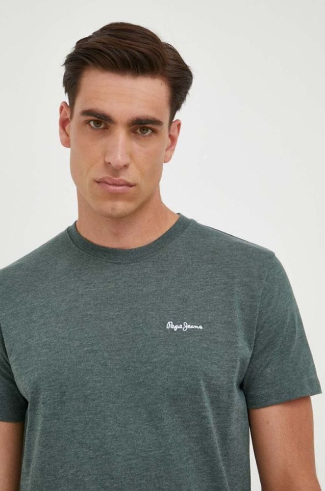 Футболка Pepe Jeans Nouvel чоловіча колір зелений однотонний фото 4