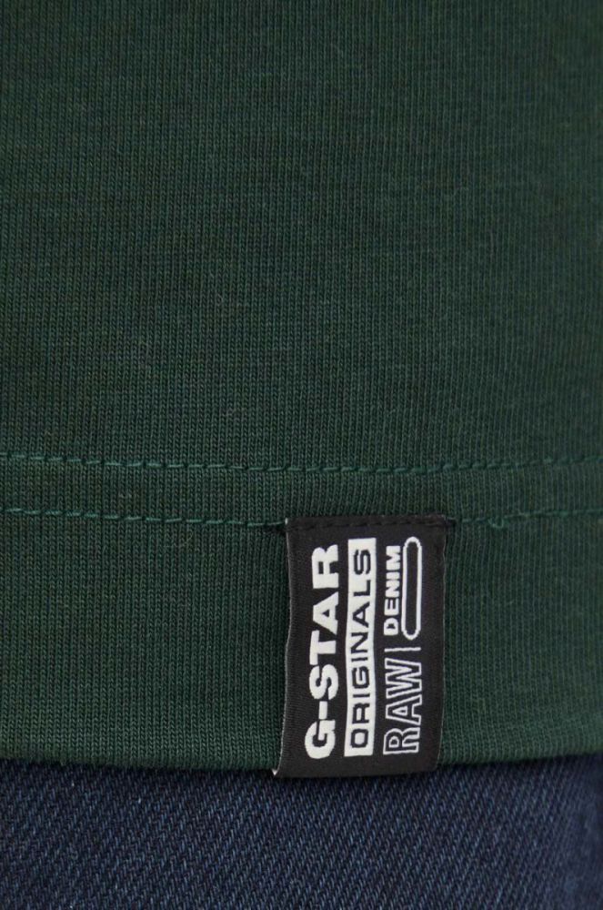 Бавовняна футболка G-Star Raw колір зелений однотонний (3439769) фото 5