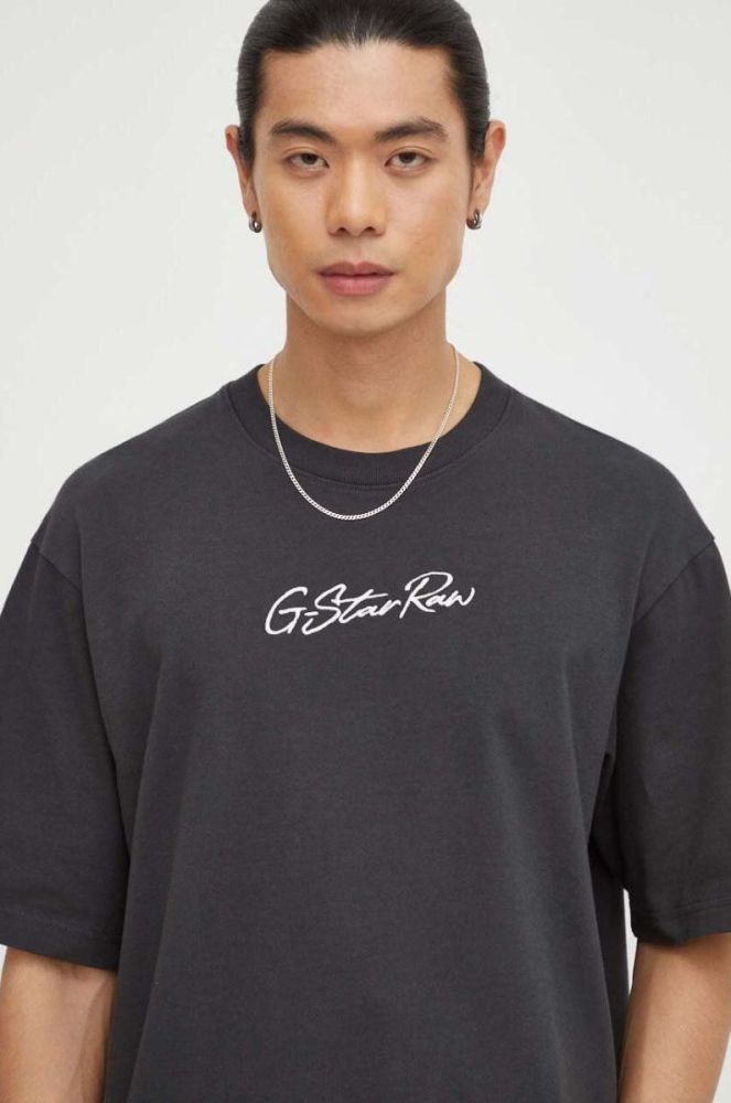Бавовняна футболка G-Star Raw колір сірий з аплікацією (3439787) фото 4