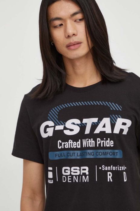 Бавовняна футболка G-Star Raw колір чорний з принтом (3583427)