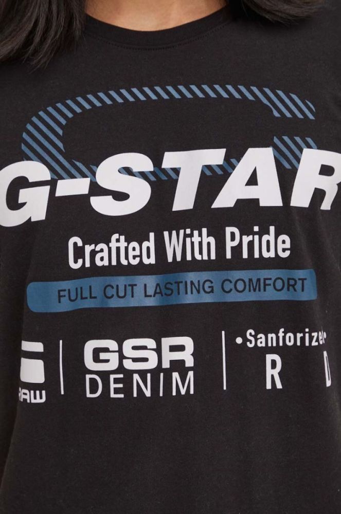 Бавовняна футболка G-Star Raw колір чорний з принтом (3583427) фото 5