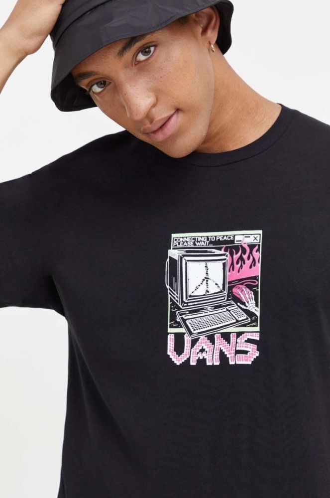 Бавовняна футболка Vans колір чорний з принтом (3572661) фото 4