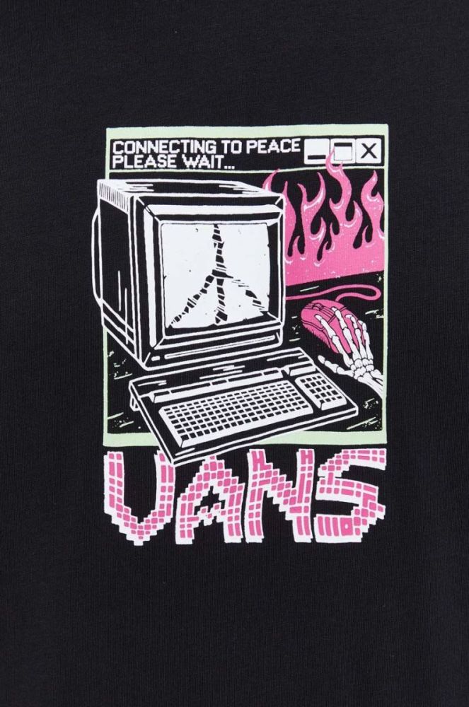 Бавовняна футболка Vans колір чорний з принтом (3572661) фото 5