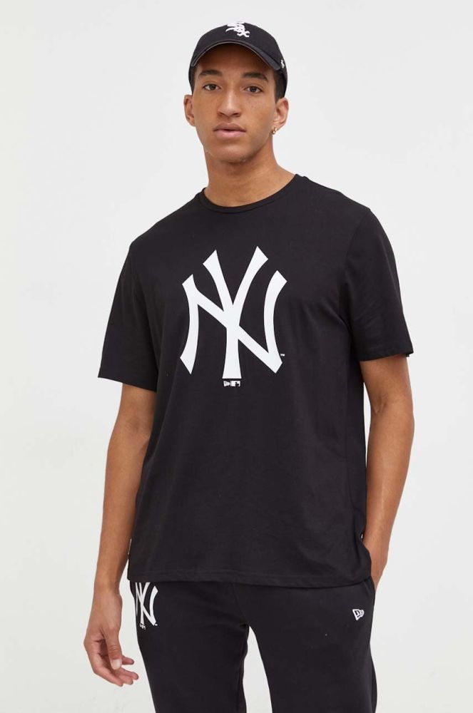 Бавовняна футболка New Era колір чорний з принтом NEW YORK YANKEES