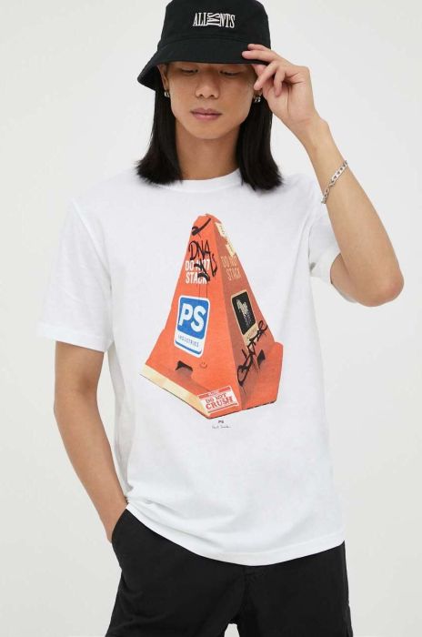 Бавовняна футболка PS Paul Smith колір білий з принтом (3444002)