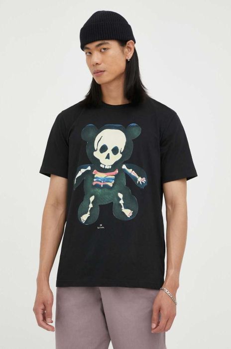 Бавовняна футболка PS Paul Smith колір чорний з принтом (3444006)