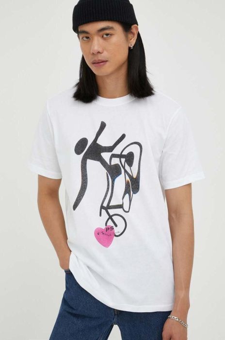 Бавовняна футболка PS Paul Smith колір білий з принтом (3444011)