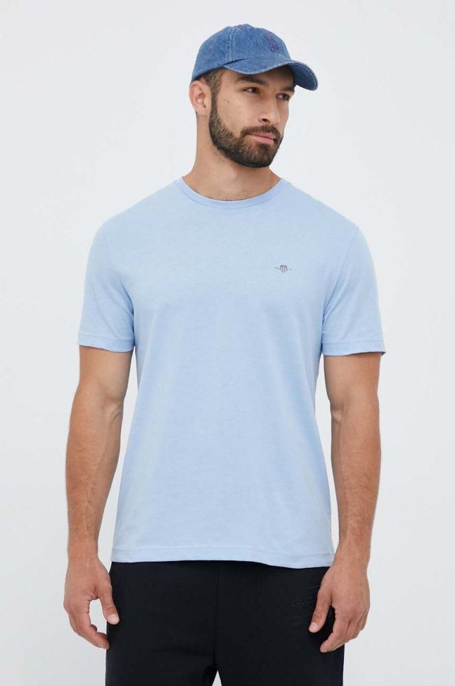 Бавовняна футболка Gant однотонний колір блакитний