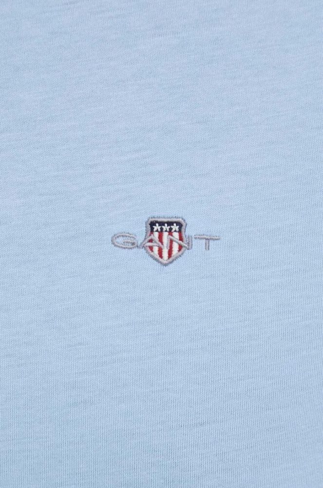 Бавовняна футболка Gant однотонний колір блакитний фото 5