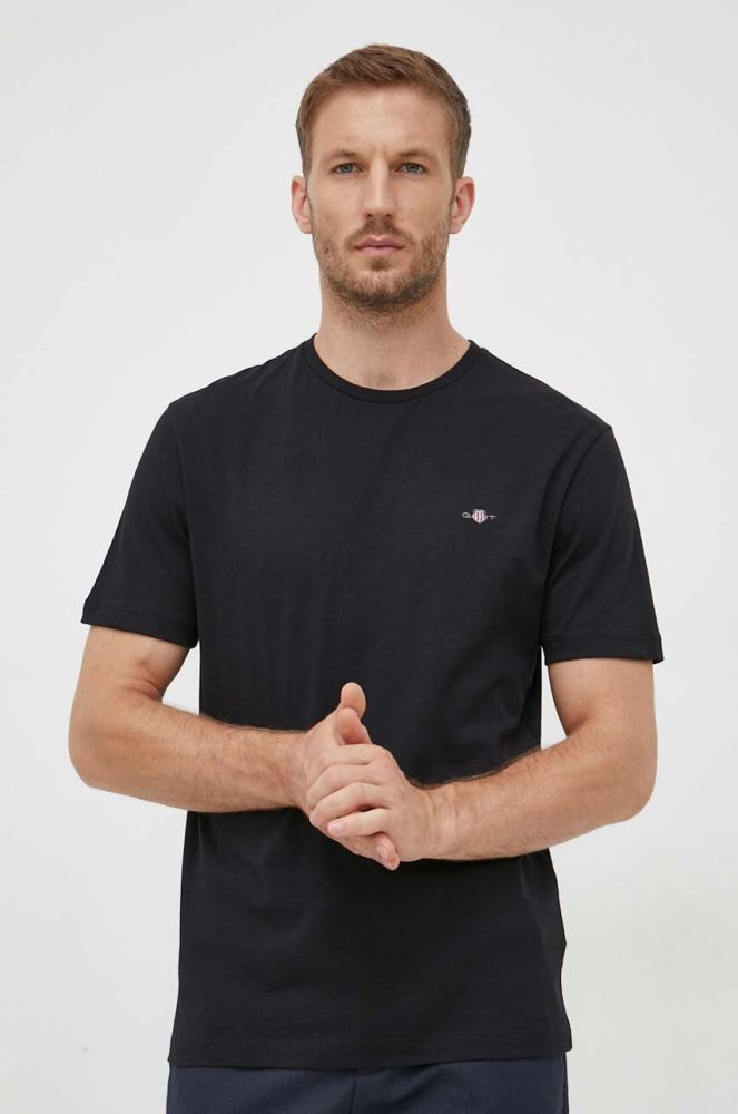 Бавовняна футболка Gant колір чорний однотонний (3543615)