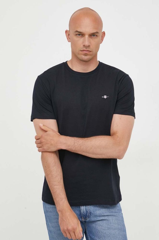 Бавовняна футболка Gant колір чорний однотонний (3339350)