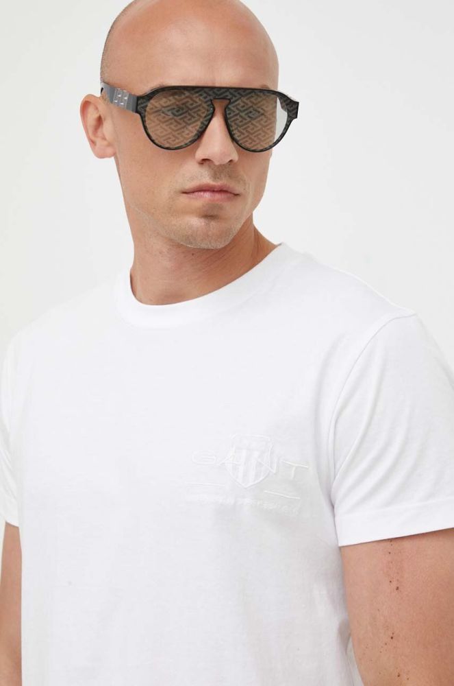 Бавовняна футболка Gant колір білий з аплікацією (3339398)