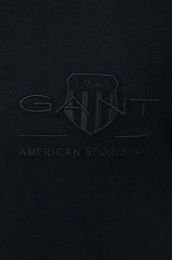 Бавовняна футболка Gant колір чорний з аплікацією (3339392) фото 5