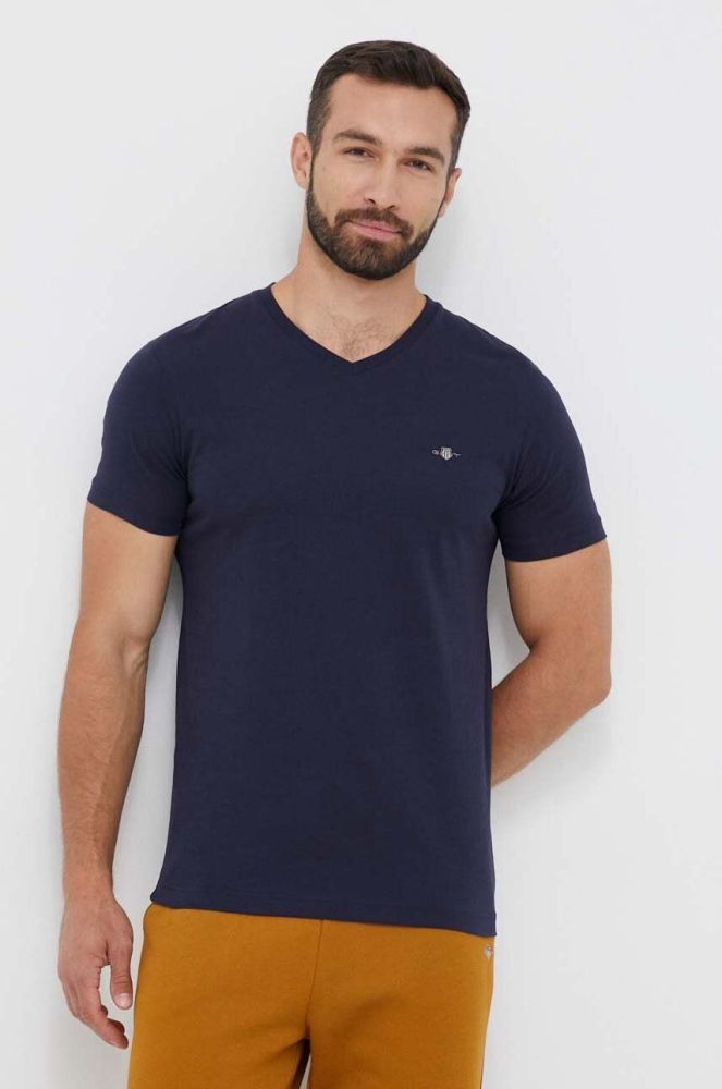 Бавовняна футболка Gant колір синій однотонний (3343089)