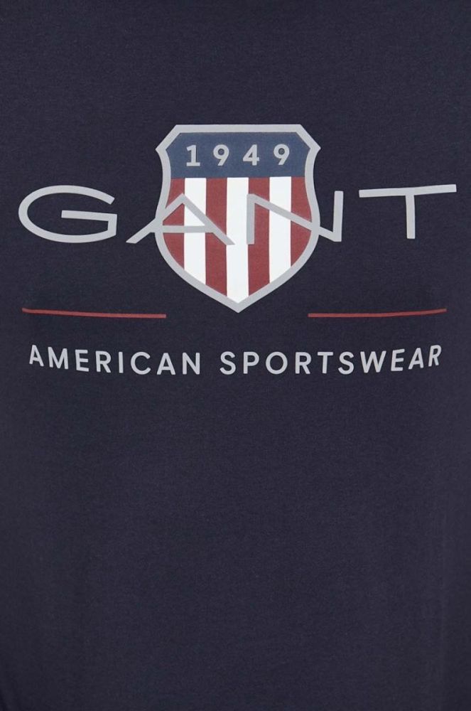 Бавовняна футболка Gant колір синій з принтом (3343114) фото 5