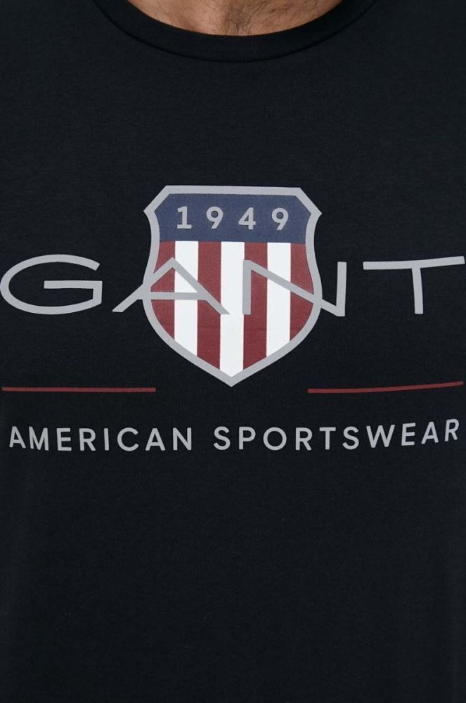Бавовняна футболка Gant колір чорний з принтом (3343095) фото 4