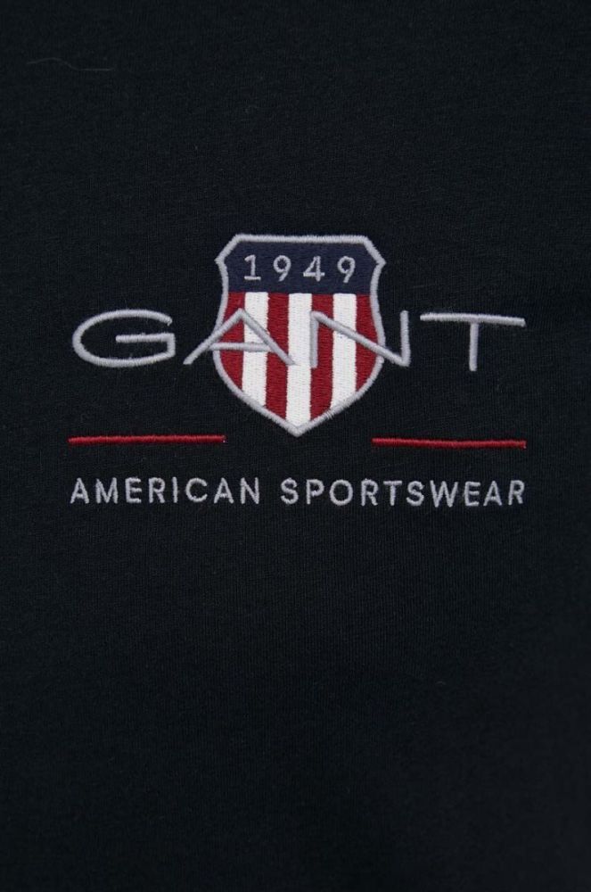 Бавовняна футболка Gant колір чорний з аплікацією (3343120) фото 5