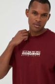 Бавовняна футболка Napapijri колір бордовий з принтом (3389005)