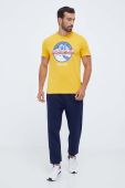 Бавовняна футболка Napapijri колір жовтий з принтом