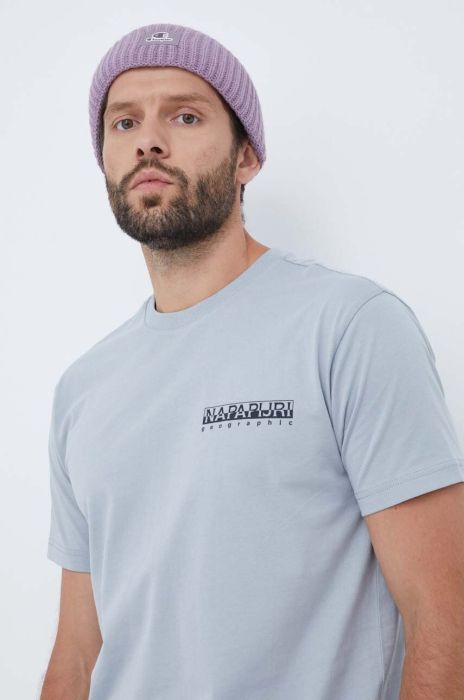 Бавовняна футболка Napapijri колір сірий з принтом (3487086)