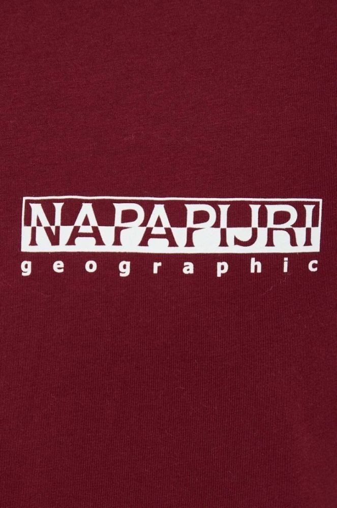 Бавовняна футболка Napapijri колір бордовий з принтом (3468212) фото 5