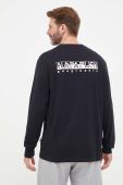 Бавовняний лонгслів Napapijri колір чорний однотонний
