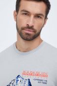 Бавовняна футболка Napapijri колір сірий з принтом (3468218)
