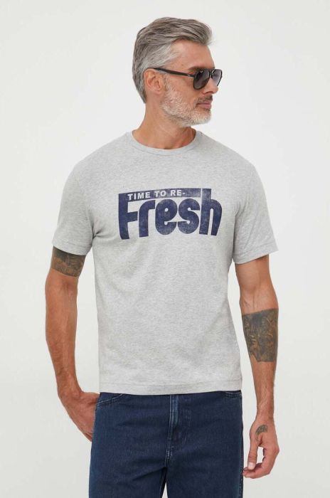 Бавовняна футболка United Colors of Benetton колір сірий з принтом (3405156)