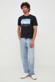 Бавовняна футболка United Colors of Benetton колір чорний з принтом (3452026)