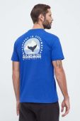 Бавовняна футболка Napapijri з принтом колір блакитний