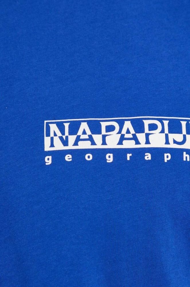 Бавовняна футболка Napapijri з принтом колір блакитний фото 5