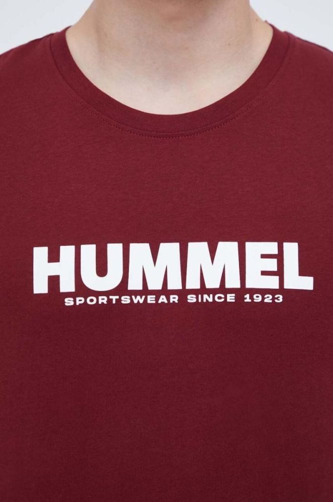 Бавовняна футболка Hummel колір бордовий з принтом фото 5