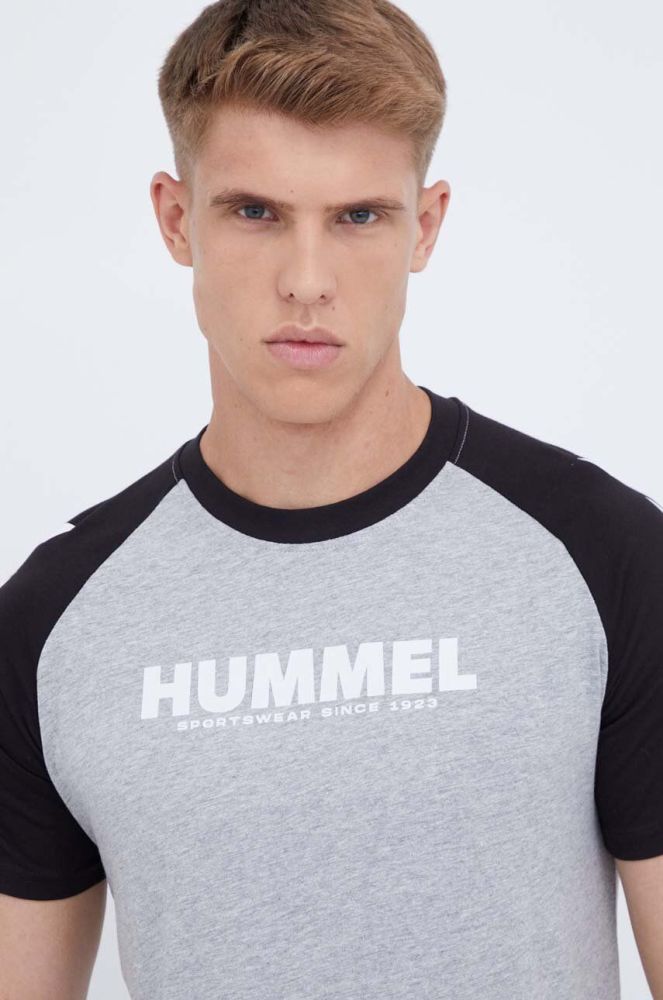 Футболка Hummel чоловічий колір сірий з принтом (3539031)