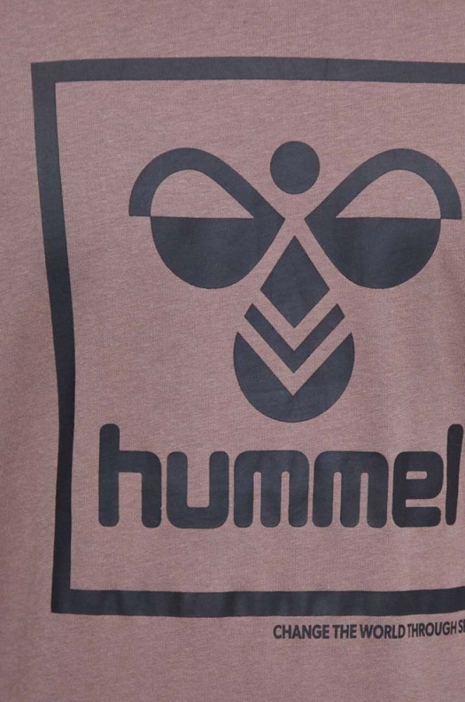 Бавовняна футболка Hummel колір коричневий з принтом фото 5