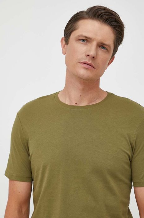 Бавовняна футболка United Colors of Benetton колір зелений однотонний (3373810)