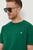 Бавовняна футболка United Colors of Benetton колір зелений однотонний (3373828)