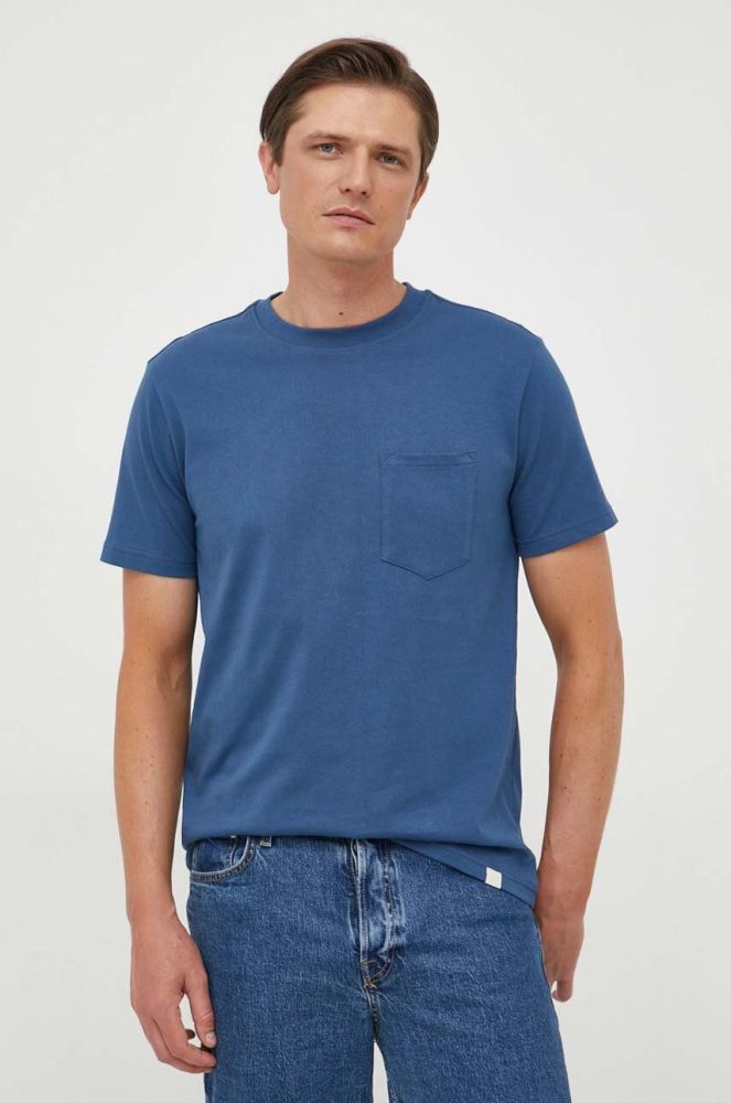 Бавовняна футболка United Colors of Benetton однотонний колір блакитний (3375535)