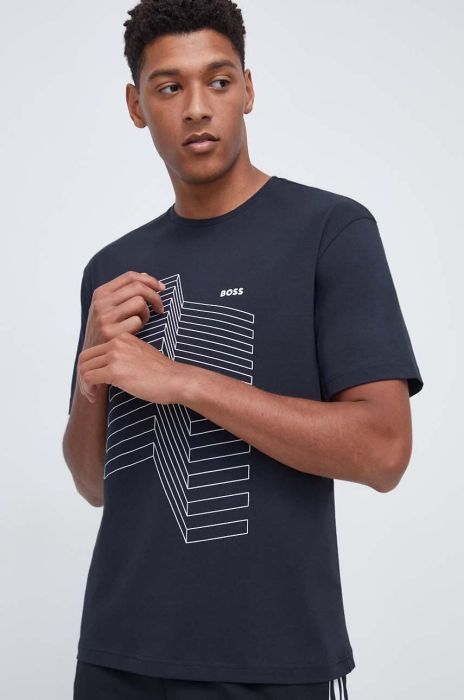 Футболка Boss Green BOSS GREEN чоловіча з принтом колір темно-синій