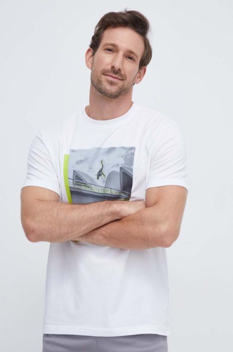 Футболка Boss Green BOSS GREEN чоловіча колір білий з принтом (3499456)