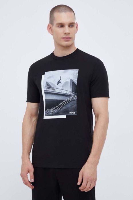 Футболка Boss Green BOSS GREEN чоловіча колір чорний з принтом (3499383)