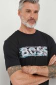 Бавовняна футболка Boss Orange BOSS ORANGE колір чорний з принтом (3499476)