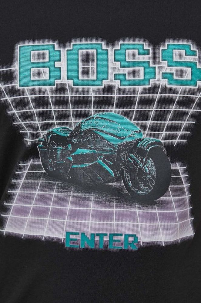 Бавовняна футболка Boss Orange BOSS ORANGE колір чорний з принтом (3488033) фото 5