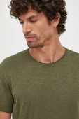 Бавовняна футболка Sisley колір зелений однотонний (3447963)