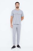 Футболка лаунж BOSS колір сірий з принтом