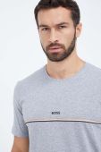 Футболка лаунж BOSS колір сірий з принтом